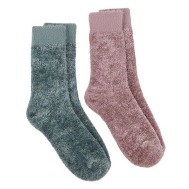 Totes Women's Chenille Bed Socks - Teal/Pink