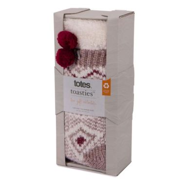 Totes Women's Chenille Fairisle Slipper Socks - Berry