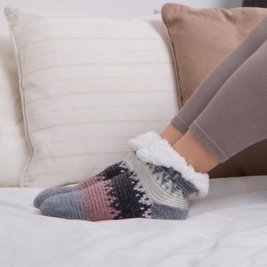 Totes Women's Crop Chenille Knitted Slipper Socks - Multi