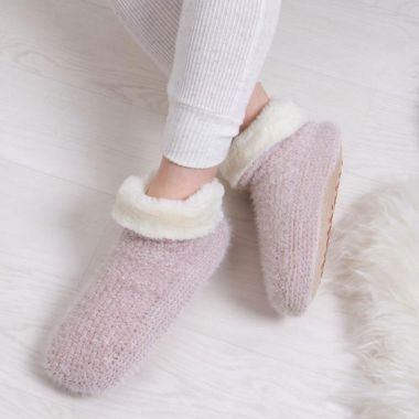 Totes Women's Knitted Booties - Pink