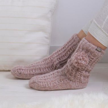 Totes Women's Luxury Sparkle Slipper Socks - Pink
