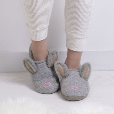 Totes Women's Novelty Bunny Slippers - Grey