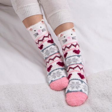 Totes Women's Toasties Slipper Socks - Cat