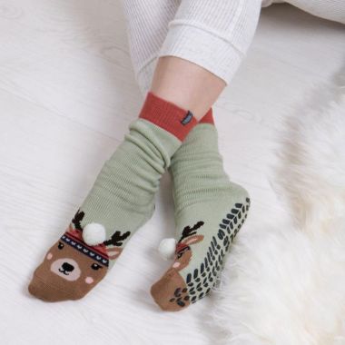 Totes Women's Reindeer Slipper Socks