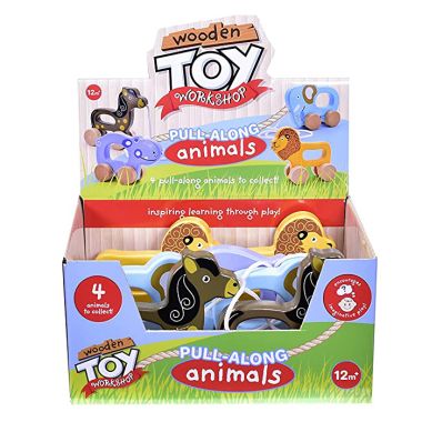 KandyToys Wooden Pull Along Animal Toy – Assorted