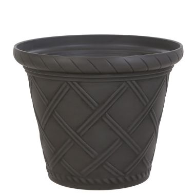 Woodlodge Feather Lattice Plant Pot, Black - 34cm