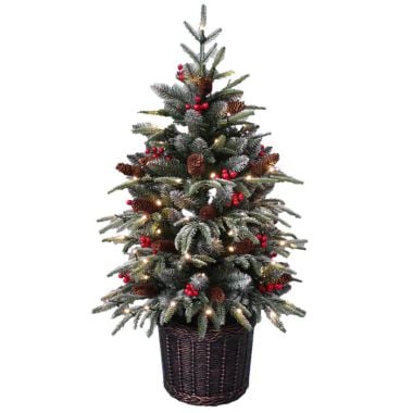 5ft Pre-Lit Mini Potted Kensington Spruce Artificial Christmas Tree