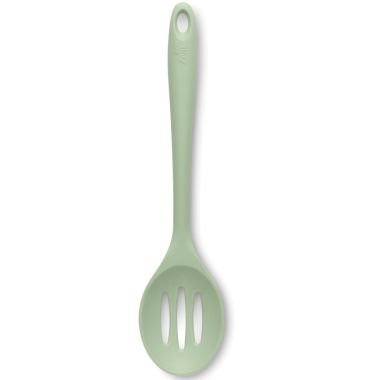 Zeal Silicone Slotted Spoon, 29cm - Sage Green