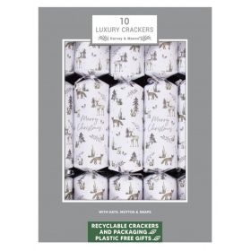 Harvey & Mason Luxury Silver Woodland Crackers – Pack of 10
