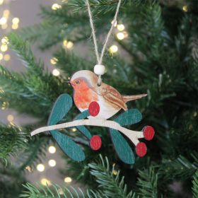 Robin on a Branch Decoration - 11.5cm 