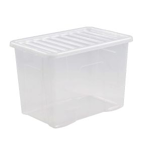 Wham® Crystal Clear Plastic Storage Box with Lid - 80 Litre