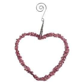 Blush Beaded Hanging Heart Decoration - 12cm