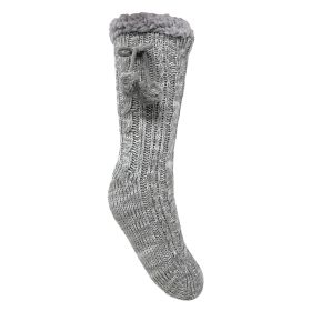 Bramble Women's Chunky Knit Lounge Slipper Socks - Grey