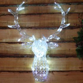 NOMA 85cm Jewelled Reindeer Head LED Light Decoration – White
