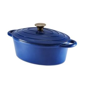 Barbary & Oak Oval Cast Iron Casserole Dish, 29cm – Blue