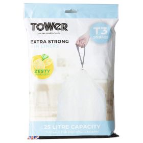 Tower Lemon Scented Bin Liners 25 Litres – 20 Pack