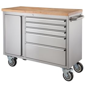 38" Stainless Steel 5 Drawer Tool Cabinet & Workbench