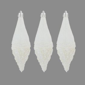 3 White Bead Pearl Drops - 14cm 
