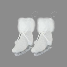 White Ice Skating Boots Bauble - 12cm 