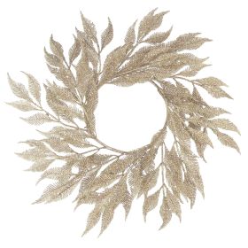 Champagne Glitter Feather Christmas Wreath - 50cm