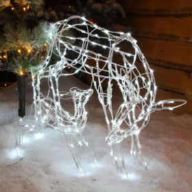 NOMA 70cm Mother and Baby Reindeer LED Light Figure – White