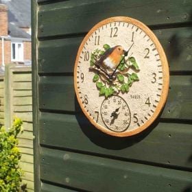 Smart Garden Outside In Robin Thermometer & Wall Clock