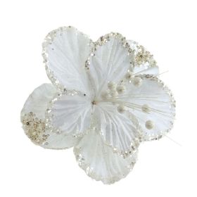 White Clip on Hibiscus Decoration - 20cm