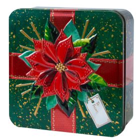 Poinsettia Tin filled with Shortbread - 150g