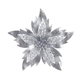 Silver Flower Pick Decoration - 22cm 