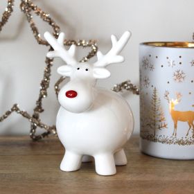 Round Red Nose Reindeer Christmas Decoration - 14cm