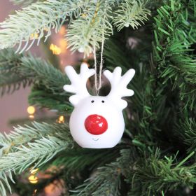Red Nosed Reindeer Head Christmas Decoration - 7cm