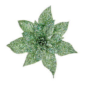 Green Glitter Clip-On Poinsettia Decoration - 22cm