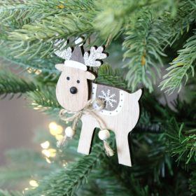 Hanging Wooden Reindeer Decoration - 10cm