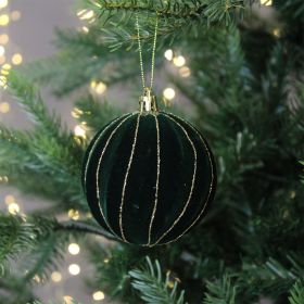 Forest Green and Gold Glitter Swirl Bauble - 8cm