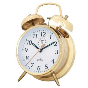 Acctim Saxon Double Bell Alarm Clock - Brass