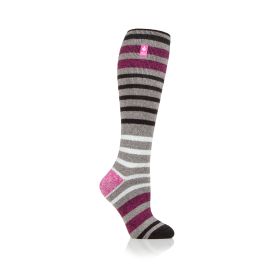 Heat Holders Women’s Houghton Multi Stripe Long Sock – Grey