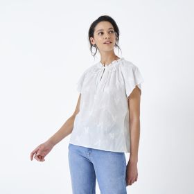 Crew Clothing Women's Amy Embroidered Cotton Top - White