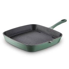 Barbary & Oak Cast Iron Grill Pan, 23cm - Green