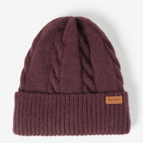Barbour Meadow Cable Beanie Hat - Black Cherry