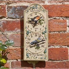 Smart Garden Outside In Birdberry Wall Clock and Thermometer