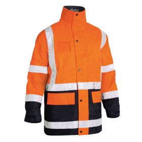 Bisley Workwear Men's Taped Hi-Vis 5in1 Rain Jacket – Orange