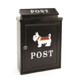 Cast Aluminium Post Box, Black - Scotty Dog