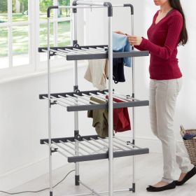 Black+Decker 3-Tier Heated Clothes Airer - Cool Grey