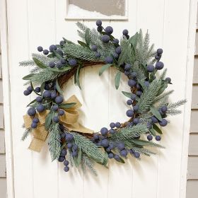 Blueberry Christmas Wreath with Pine and Bow - 45cm