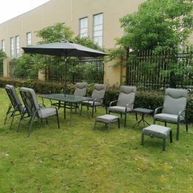 Candosa 6 Seater Garden Furniture Dining  Set with Parasol