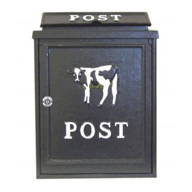 Cast Aluminium Post Box, Black - Cow 