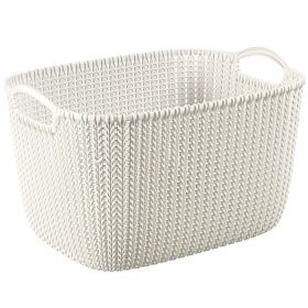 Curver Knit Rectangular Storage Basket - 8 Litre, Oasis White