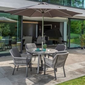 Hartman Dubai 4 Seater Dining Garden Furniture Set with Parasol & Base