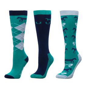 Dublin Women's Argyle Socks, 3 Pack - Jade