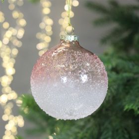 Pink & White Ombre Glass Bauble - 8cm 